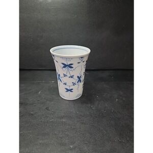 Meissen‎ Style White Blue Floral Cup, Bud Vase Pen Holder, Porcelain Home Decor